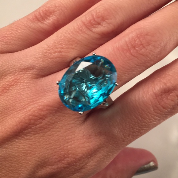 Aquamarine Gemstone Fashion Ring Size 7 & 8 - Picture 2 of 4